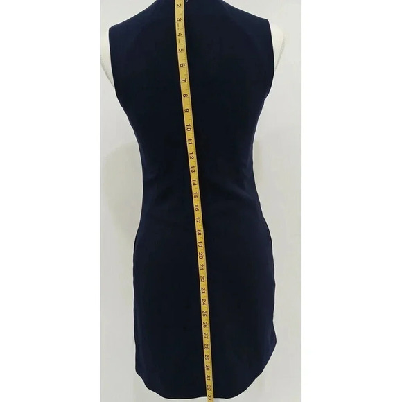 Osman Sleeveless Wrap Asymmetrical Gathered Midi Dress in Navy BLUE Size: 2 - Picture 6 of 10